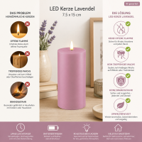 Deluxe Homeart LED Kerze mit Timerfunktion Lavendel