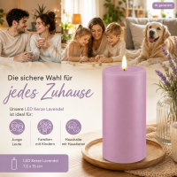 Deluxe Homeart LED Kerze mit Timerfunktion Lavendel