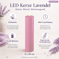 Deluxe Homeart LED Kerze mit Timerfunktion Lavendel