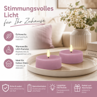 Deluxe Homeart LED Kerze Lavendel Großes Teelicht