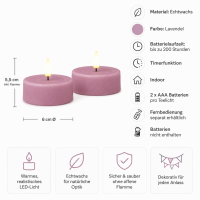 Deluxe Homeart LED Kerze Lavendel Großes Teelicht